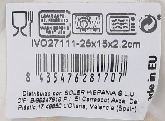 La Mediterranea Fuente Ovalada Ivory Nordic Brillo 25 x 15 x 2.2 cm (18 Unidades)