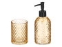 Berilo Set de 2 Dosificadores para Baño con Vaso 410 ml, Color Ámbar, Vidrio y Plástico, Dimensiones 16x28x8 cm (Set de 12)