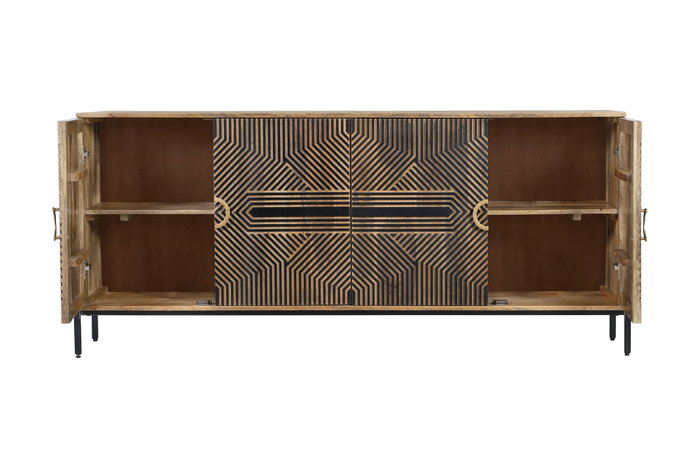 DKD Home Decor Aparador de Madera de Mango Tallado Negro DKD Home Decor Aparador de Madera de Mango Tallado Negro