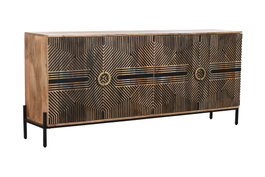 DKD Home Decor Aparador de Madera de Mango Tallado Negro