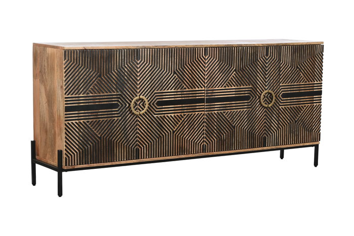 DKD Home Decor Aparador de Madera de Mango Tallado Negro DKD Home Decor Aparador de Madera de Mango Tallado Negro