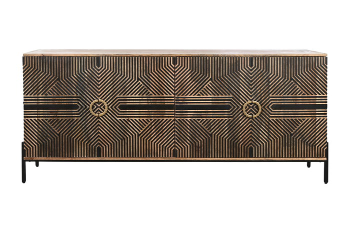 DKD Home Decor Aparador de Madera de Mango Tallado Negro DKD Home Decor Aparador de Madera de Mango Tallado Negro