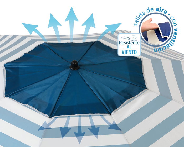 Parasol Marinero 180 cm Orient. Aluminio Oxford Upf50+ 210D 22-25 mm