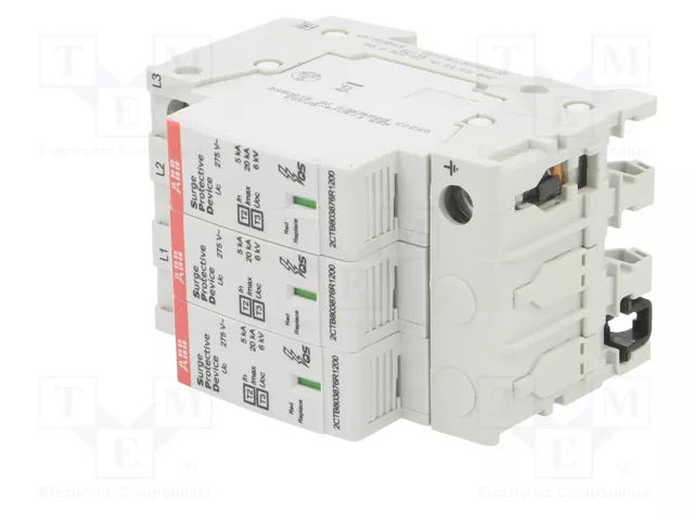 ABB Limitador de sobretensiones Tipo 2+3 3 polos 20kA 275V AC ABB Limitador de sobretensiones Tipo 2+3 3 polos 20kA 275V AC