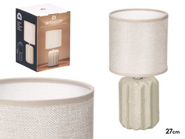 Giftdecor Lámpara Sobremesa Rayas Beige 13x19x13 cm Cerámica/Tela (Set de 12)