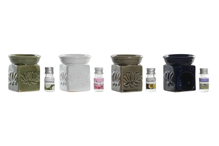 DKD Home Decor Set de 3 Quemadores de Cerámica Flor de Loto DKD Home Decor Set de 3 Quemadores de Cerámica Flor de Loto