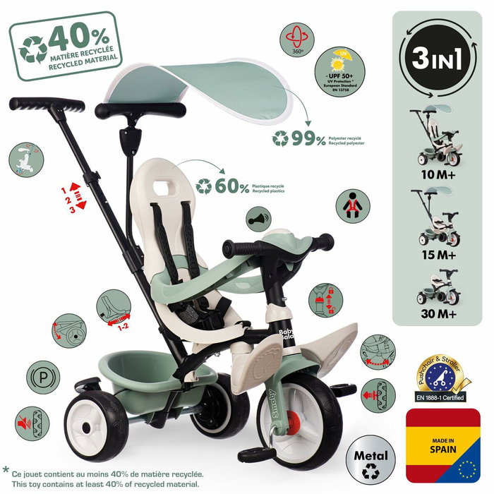 Smoby Life Baby Balade Triciclo para Niños