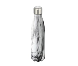 DKD Home Decor Botella de Acero Inoxidable Doble Pared Símil Mármol Blanco 500ml