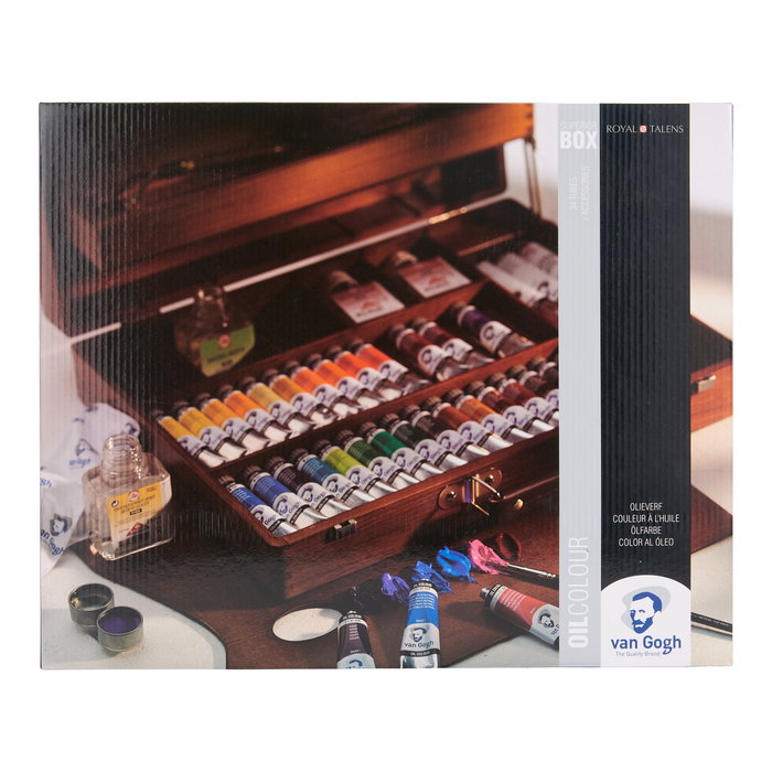 Van Gogh Set Superior de pinturas al óleo en caja de madera con 34 tubos y accesorios Van Gogh Set Superior de pinturas al óleo en caja de madera con 34 tubos y accesorios