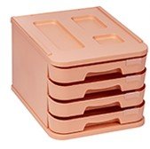 Faibo Fichero de sobremesa con 4 cajones Naranja pastel