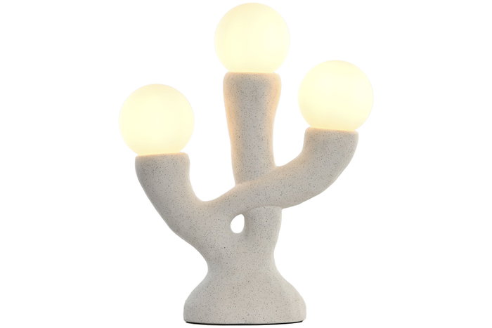 DKD Home Decor Lámpara de sobremesa de cerámica y cristal crudo