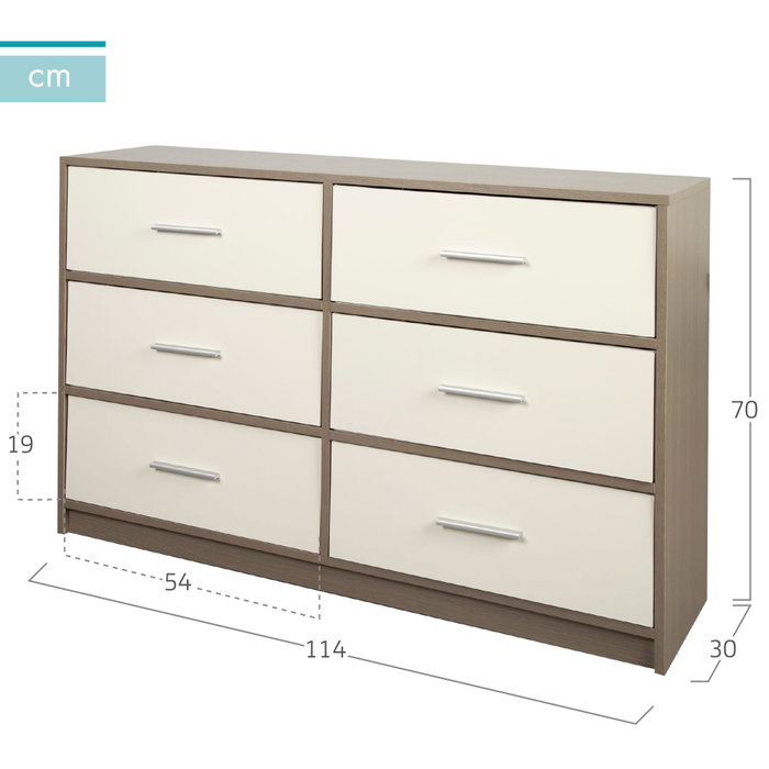 Color Baby Max Home-Mueble Cómoda 6 Cajones 114x30x70 cm Color Baby Max Home-Mueble Cómoda 6 Cajones 114x30x70 cm
