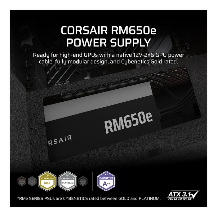 Corsair RM650e 650W 80 PLUS Gold Modular ATX 3.1 Negro