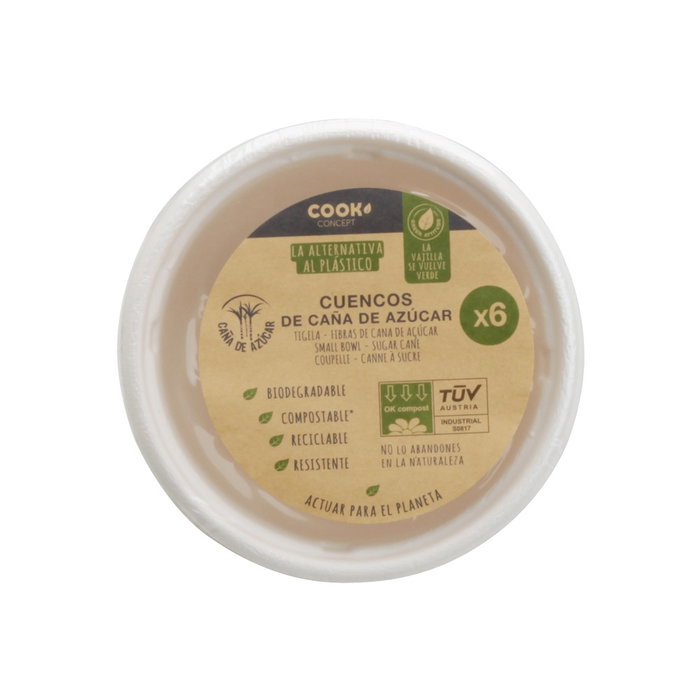 Cook Concept Juego 6 Bols Caña Azúcar 13 cm