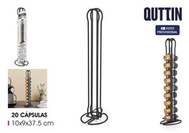Quttin Soporte para 20 Cápsulas de Café Negro con Dimensiones 9.2 x 36.9 x 9.5 cm (12 Unidades)
