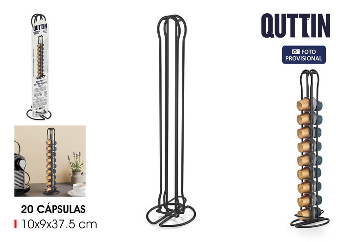 Quttin Soporte para 20 Cápsulas de Café Negro con Dimensiones 9.2 x 36.9 x 9.5 cm (12 Unidades) Quttin Soporte para 20 Cápsulas de Café Negro con Dimensiones 9.2 x 36.9 x 9.5 cm (12 Unidades)