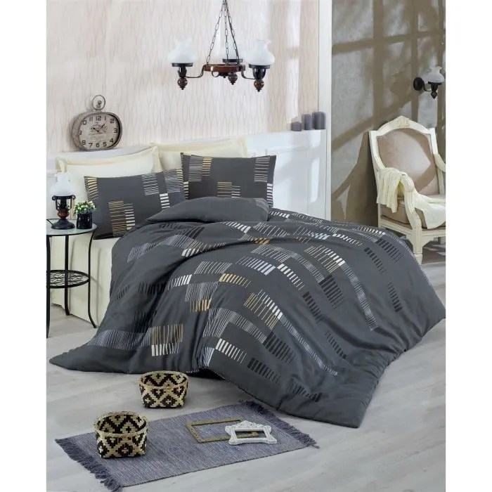 Juego de cama 220x240 cm Antracita, 65% Algodón 35% Poliéster - Incluye 1 funda nórdica y 2 fundas de almohada 60x60 cm - MEN8681181861240 Juego de cama 220x240 cm Antracita, 65% Algodón 35% Poliéster - Incluye 1 funda nórdica y 2 fundas de almohada 60x60 cm - MEN8681181861240