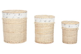 DKD Home Decor Cesta Ropa Shabby Natural 45 x 55 x 45 cm Set de 3