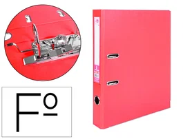 Liderpapel Archivador de Palanca Folio Documenta Forrado PVC con Rado Lomo 52 mm Rojo Compresor Metálico