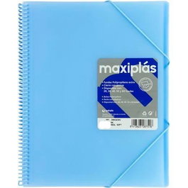 Grafoplás Carpeta Con Fundas Maxiplás Espiral A4 40 Fundas C-Sobre PP Rígido Translúcido Azul Soft