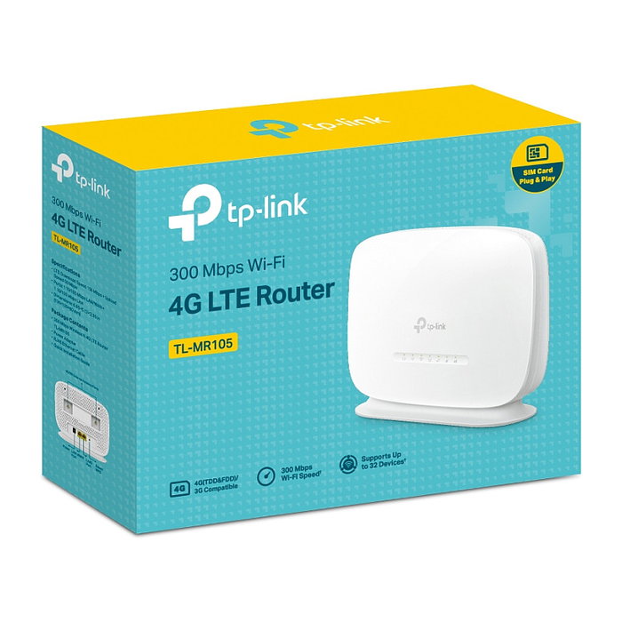 TP-Link TL-MR105 Router 4G LTE 300Mbit/s Wi-Fi 4 (802.11n) Banda Única 2,4GHz Blanco