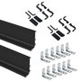 Emuca Kit de 2 perfiles superiores Gola para muebles de cocina, longitud 2,35m, con accesorios, Aluminio, Pintado negro