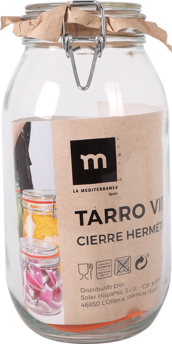 La Mediterranea Tarro Hermético Vidrio Clip 2000 ml (6 Unidades)