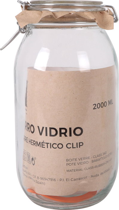 La Mediterranea Tarro Hermético Vidrio Clip 2000 ml (6 Unidades)
