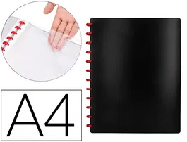 Liderpapel Carpeta Din A4 con 20 Fundas Intercambiables Negra