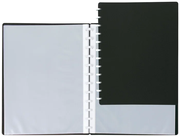 Liderpapel Carpeta Din A4 con 20 Fundas Intercambiables Negra