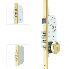 TESA Cerradura de embutir multipunto T2B364566LE con acabado dorado