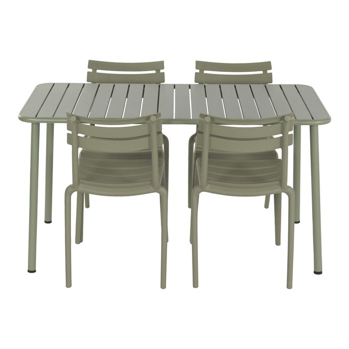 DKD Home Decor Set de Mesa y 4 Sillas de Jardín Apilables, Verde Menta, 140x70x75 cm, Hierro E-Coat y PP, 5 Piezas DKD Home Decor Set de Mesa y 4 Sillas de Jardín Apilables, Verde Menta, 140x70x75 cm, Hierro E-Coat y PP, 5 Piezas