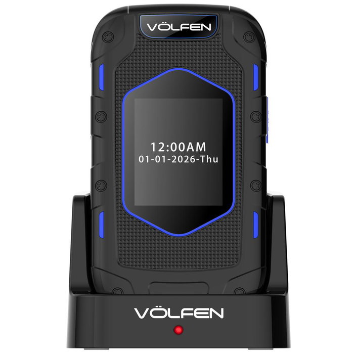 Volfen Ranger Teléfono Móvil Tipo Concha Azul con Base de Carga - Pantalla Dual, Botones Grandes, Dual SIM Volfen Ranger Teléfono Móvil Tipo Concha Azul con Base de Carga - Pantalla Dual, Botones Grandes, Dual SIM