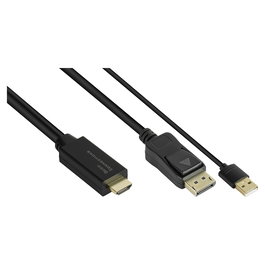 GoodConnections Alcasa HDMI-DP020 Adaptador Cable HDMI 2.0b a DisplayPort 1.2, 4K@60Hz, 2 Metros, Negro, Conectores Macho-Macho