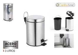 Confortime Cubo de Basura de Metal con Pedal, 3 Litros, 17.2 cm Ancho x 25.8 cm Alto x 24 cm Largo (6 Unidades)