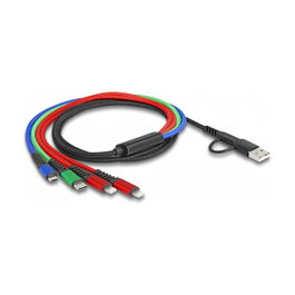 DeLOCK Cable de carga 4 en 1 USB Tipo-A + USB-C a 2 x Lightning / Micro USB / USB Type-C 1,20 m
