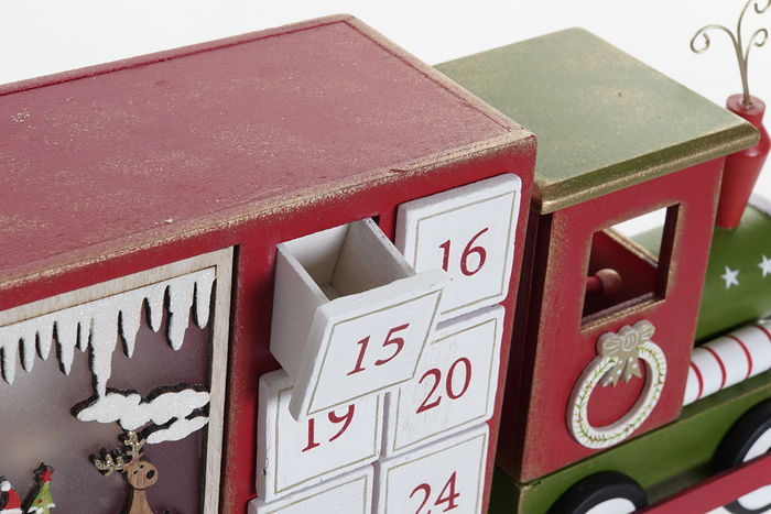 DKD Home Decor Calendario Adviento Navidad Tren Blanco Rojo 43 x 17 x 9.5 cm (2 Unidades)