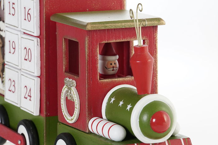 DKD Home Decor Calendario Adviento Navidad Tren Blanco Rojo 43 x 17 x 9.5 cm (2 Unidades)