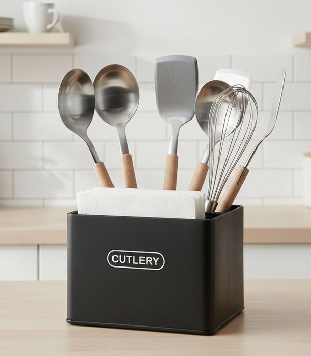 Inde Organizador de Cubiertos y Servilletas de Metal, Pack de 6 Unidades