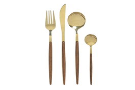 DKD Home Decor Juego de Cubertería CHIC 16 Piezas Dorado Inox/ABS