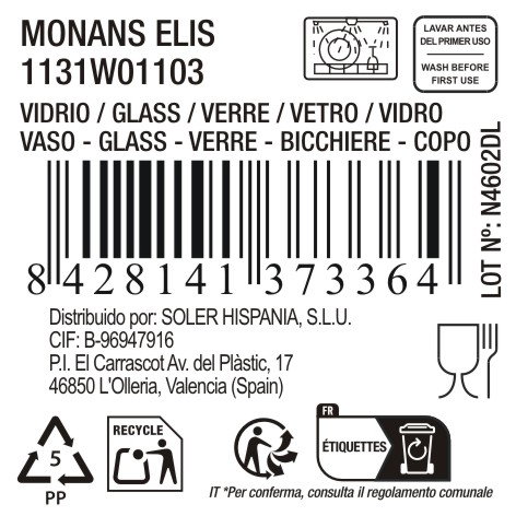 La Mediterranea Vaso Monans Elis 34cl