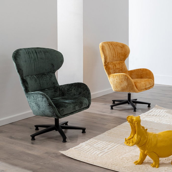 Sillón Giratorio Verde Tejido-Metal 78 X 84,50 X 104,50 cm