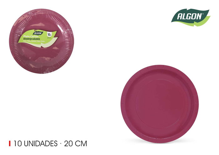 Algon Set-10 Plato Carton Burdeos Soja 20 cm (36 Unidades) Algon Set-10 Plato Carton Burdeos Soja 20 cm (36 Unidades)
