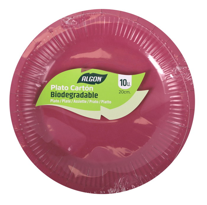 Algon Set-10 Plato Carton Burdeos Soja 20 cm (36 Unidades)