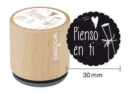 Woodies Sello de madera y caucho Pienso en ti 33x30mm