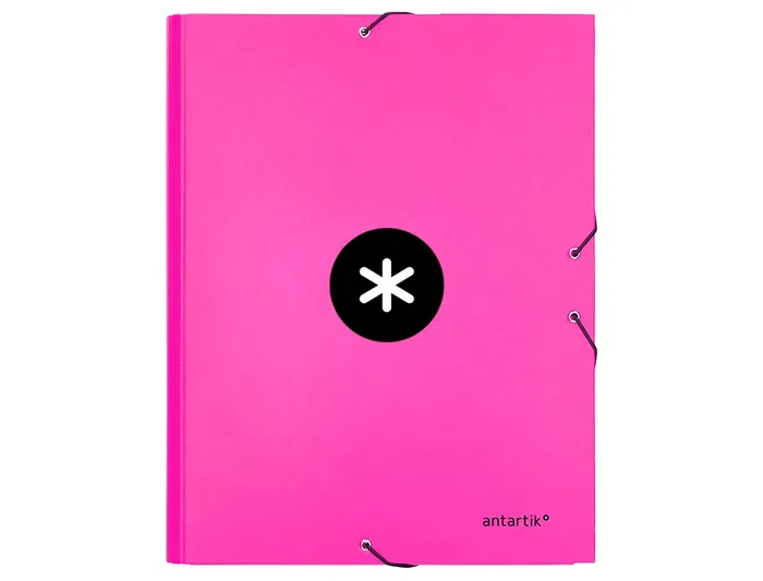 Antartik Carpeta de Gomas Tres Solapas Cartón Forrado A4 Rosa