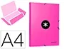Antartik Carpeta de Gomas Tres Solapas Cartón Forrado A4 Rosa