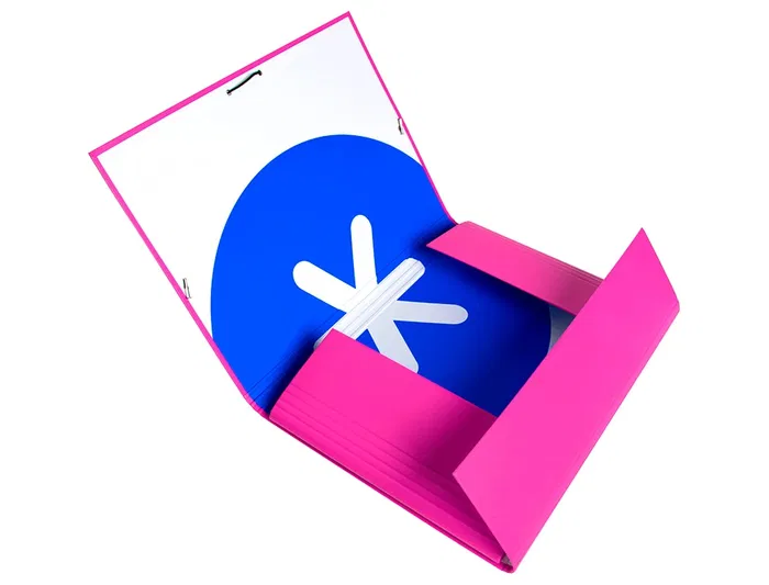 Antartik Carpeta de Gomas Tres Solapas Cartón Forrado A4 Rosa