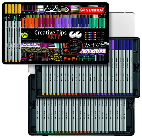 STABILO Creative Tips Arty Line Caja de Metal de 50 Rotuladores de Fibra STABILO Creative Tips Arty Line Caja de Metal de 50 Rotuladores de Fibra