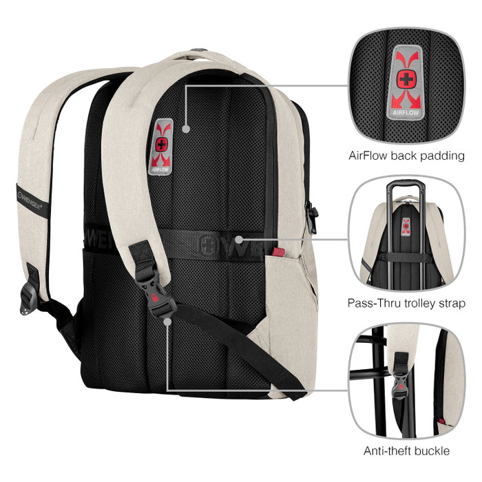 Wenger MX Professional Mochila Urbana Unisex para Portátil de 16 Pulgadas (40,6 cm), Poliéster, Color Arena Wenger MX Professional Mochila Urbana Unisex para Portátil de 16 Pulgadas (40,6 cm), Poliéster, Color Arena